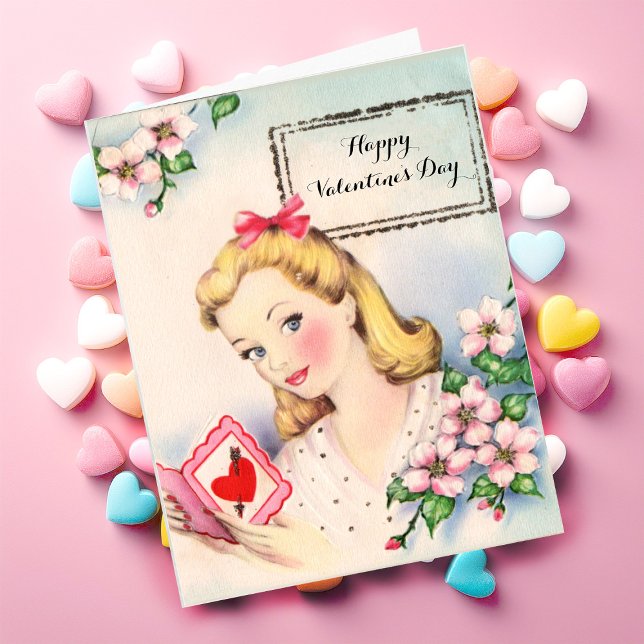Vintage Valentine's Day Card Pretty Girl Custom (Creator Uploaded)