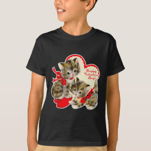 Vintage Valentine's Day Cat Kitty Kitten Retro Val T-Shirt