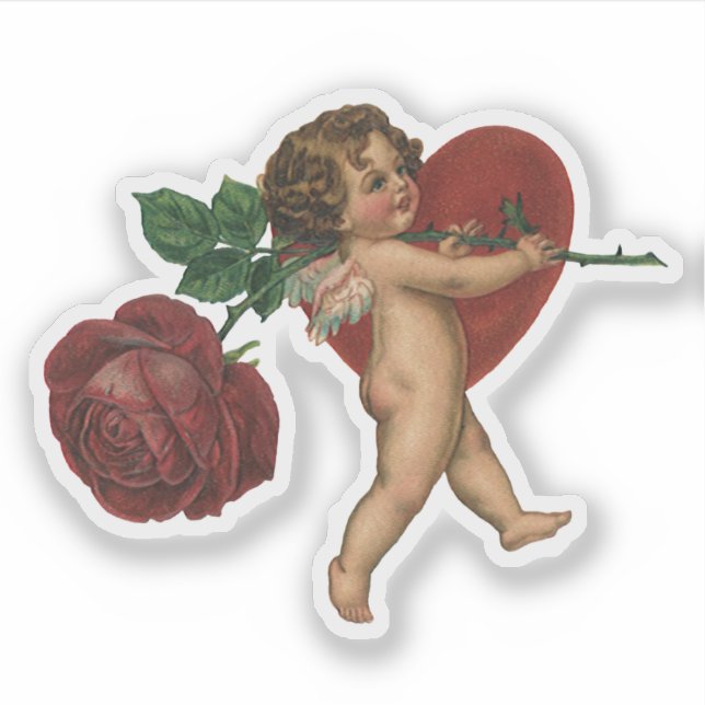 Vintage Valentine's Day Cherub and Victorian Rose (Front)