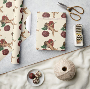 Vintage Valentine's Day Cherub and Victorian Rose Wrapping Paper