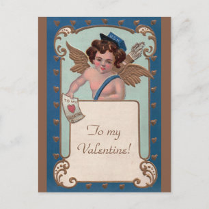 Vintage Valentine's Day, Cherub with Love Letters Holiday Postcard