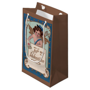 Vintage Valentine's Day, Cherub with Love Letters Small Gift Bag