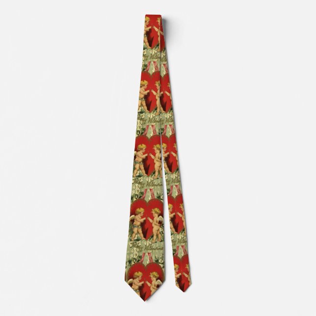 Vintage Valentine's Day, Cherubs Make a Wish Tie (Front)