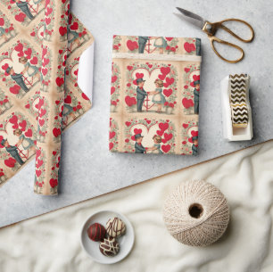 Vintage Valentine's Day Children Wrapping Paper