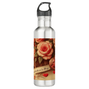 Vintage Valentine's Day Chocolates and Flowers 710 Ml Water Bottle