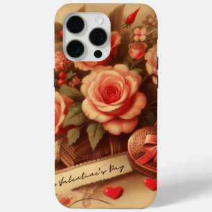 Vintage Valentine's Day Chocolates and Flowers iPhone 15 Pro Max Case