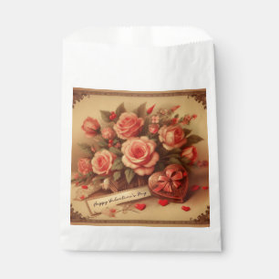 Vintage Valentine's Day Chocolates and Flowers Favour Bag