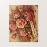 Vintage Valentine's Day Chocolates and Flowers Jigsaw Puzzle<br><div class="desc">classic</div>