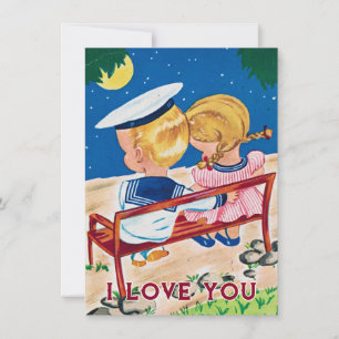 vintage valentines day couple I love you Holiday Card