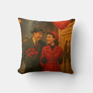 Vintage Valentine's Day couple Throw Pillow