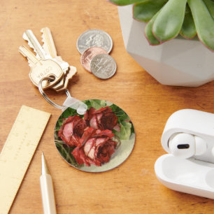 Vintage Valentine's Day, Crimson Red Roses Keychain