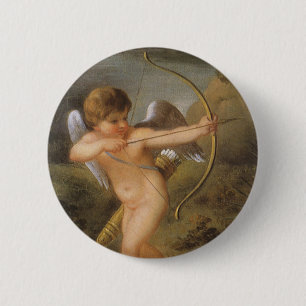 Vintage Valentines Day, Cupid with Bow and Arrow 2 Inch Round Button
