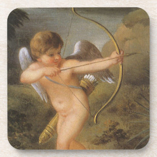 Vintage Valentines Day, Cupid with Bow and Arrow Coaster
