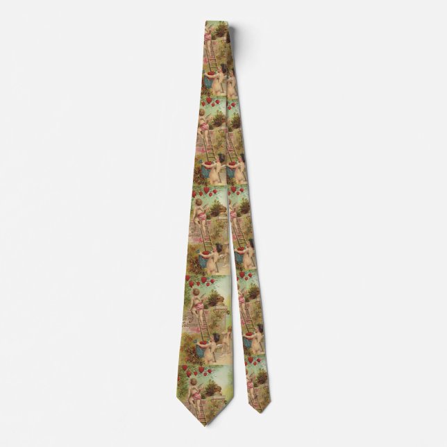 Vintage Valentine's Day, Cute Cherubs Climb Ladder Tie (Front)