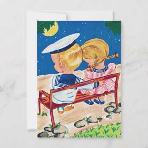 vintage valentines day cute couple holiday card