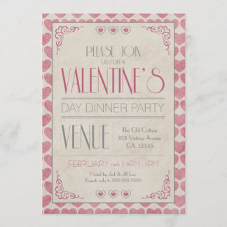 Vintage Valentine's Day Dinner Party Invitation