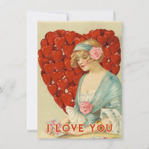 vintage valentines day for him I love you Holiday Card