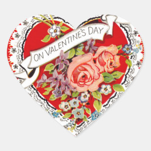 Vintage Valentines Day Heart Heart Sticker