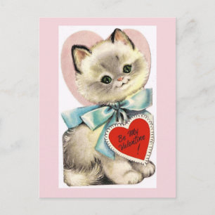 Vintage Valentine's Day Kitten Postcard