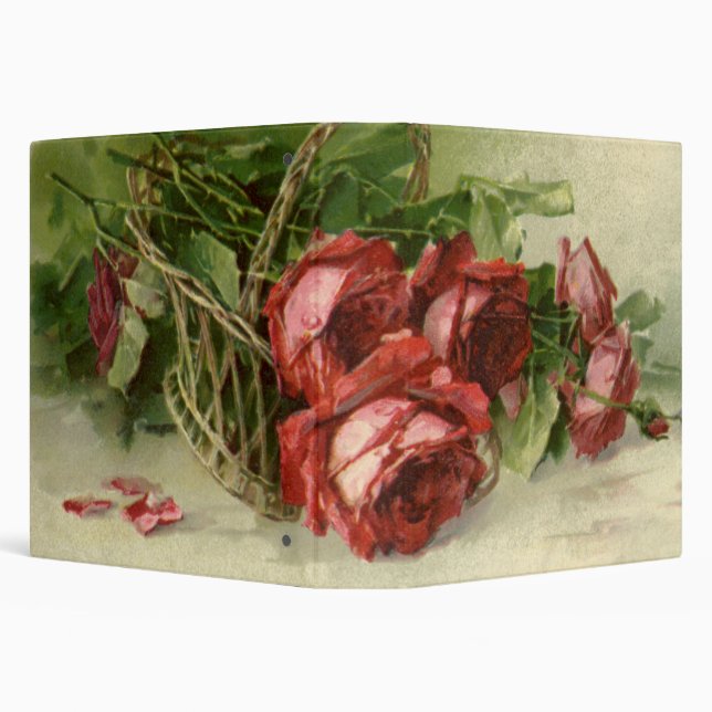 Vintage Valentine's Day Love, Crimson Red Roses Binder (Background)