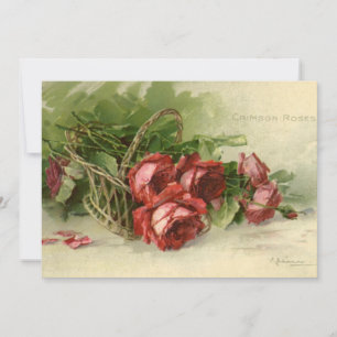 Vintage Valentine's Day Love, Crimson Red Roses Holiday Card