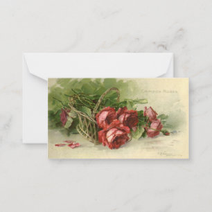 Vintage Valentine's Day Love, Crimson Red Roses Note Card