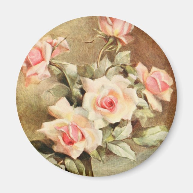 Vintage Valentine's Day Love Romance Pink Roses Magnet (Front)