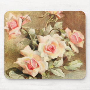 Vintage Valentine's Day Love Romance Pink Roses Mouse Pad