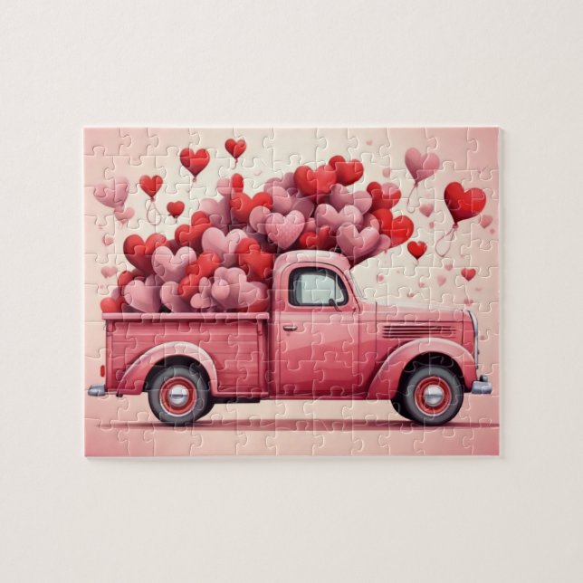 Vintage Valentine's Day Love Truck Jigsaw Puzzle (Horizontal)
