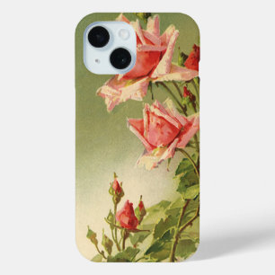 Vintage Valentine's Day Pink Victorian Garden Rose iPhone 15 Case