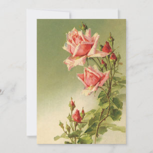 Vintage Valentine's Day Pink Victorian Garden Rose Holiday Card