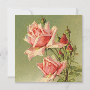 Vintage Valentine's Day Pink Victorian Garden Rose Invitation