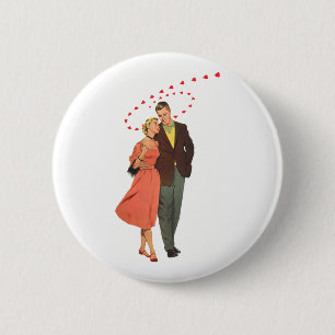Vintage Valentine's Day, Romantic Floating Hearts 2 Inch Round Button