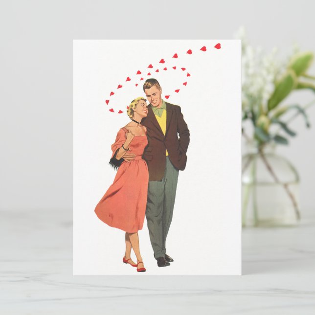 Vintage Valentine's Day, Romantic Floating Hearts Holiday Card (Standing Front)