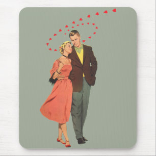 Vintage Valentine's Day, Romantic Floating Hearts Mouse Pad