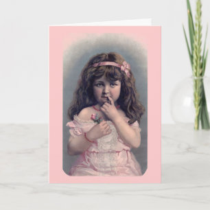 Vintage Valentine's Day Shy Girl Greeting Card