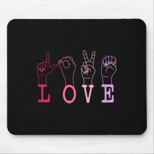 Vintage Valentine's Day Sign Language Asl Love Gif Mouse Pad