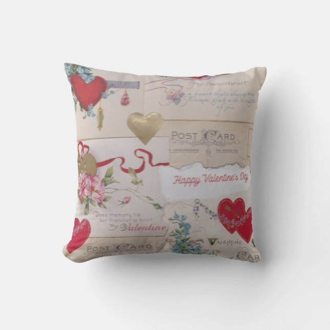 Vintage Valentine's Day Throw Pillow (Front)