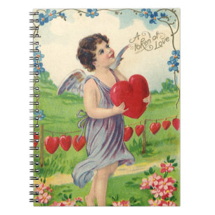 Vintage Valentines Day, Victorian Angel with Heart Notebook