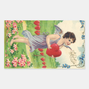 Vintage Valentines Day, Victorian Angel with Heart Sticker