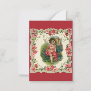 Vintage Valentine's Day Victorian Cherub on Phone Note Card