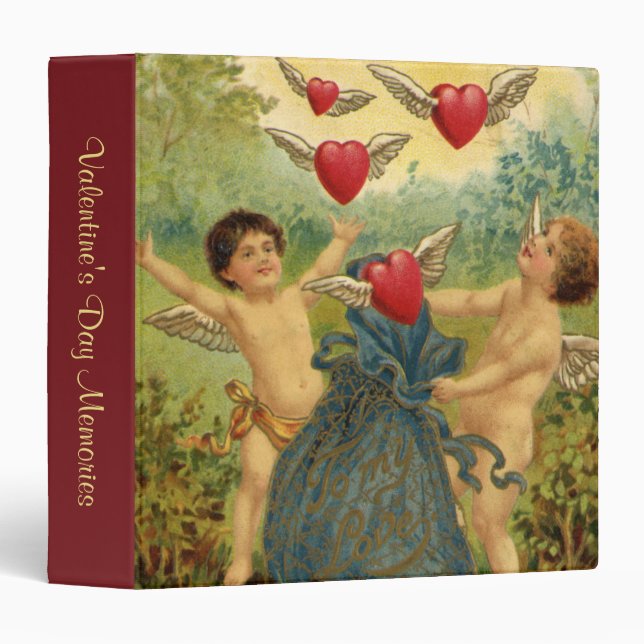 Vintage Valentine's Day, Victorian Cherubs Hearts Binder (Front/Spine)