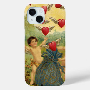 Vintage Valentine's Day, Victorian Cherubs Hearts iPhone 15 Case