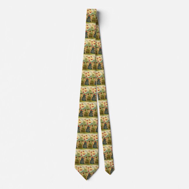 Vintage Valentine's Day, Victorian Cherubs Hearts Tie (Front)