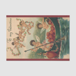 Vintage Valentine's Day, Victorian Cherubs in Boat Tissue Paper