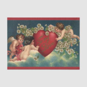 Vintage Valentines Day Victorian Cherubs in Heaven Tissue Paper