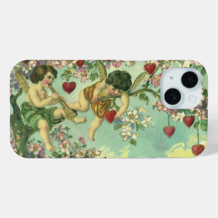 Vintage Valentines Day Victorian Cupids Heart Tree iPhone 15 Case
