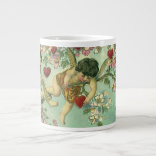 Vintage Valentines Day Victorian Cupids Heart Tree Large Coffee Mug