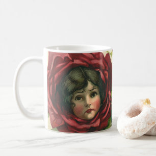Vintage Valentine's Day, Victorian Faces in Roses Coffee Mug