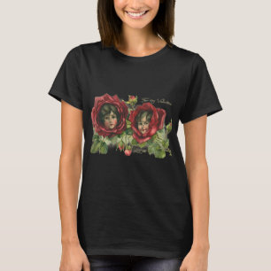 Vintage Valentine's Day, Victorian Faces in Roses T-Shirt